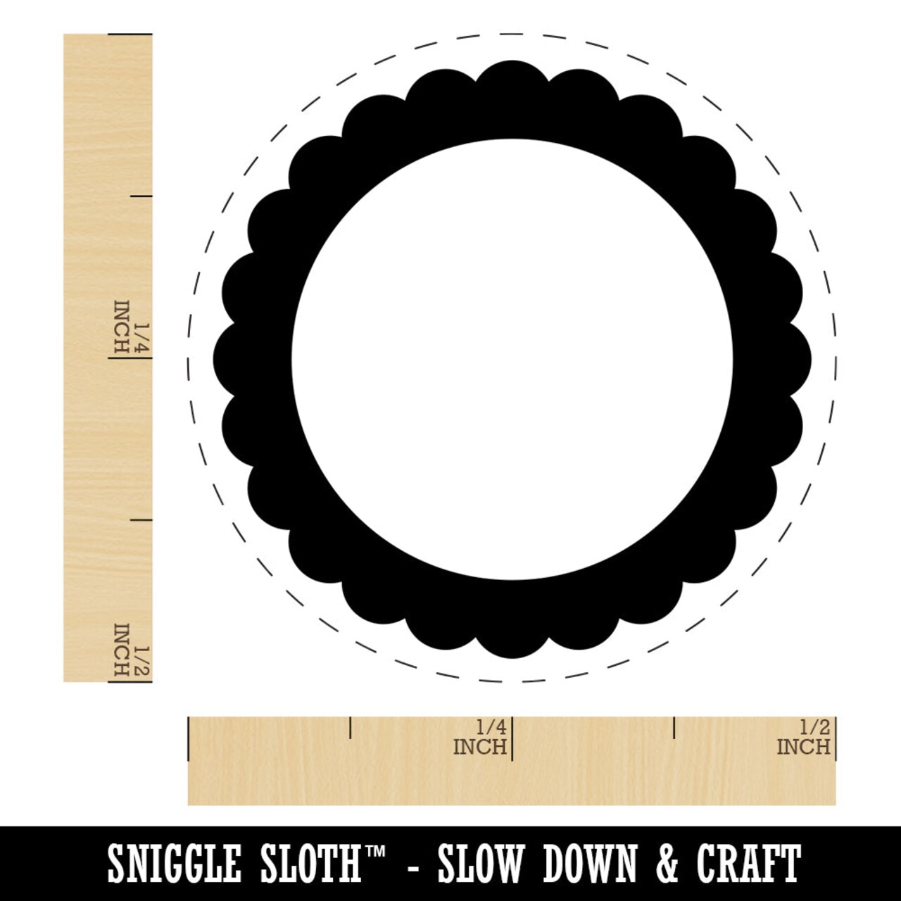 Scallop Round Frame Self-Inking Rubber Stamp for Stamping Crafting Planners